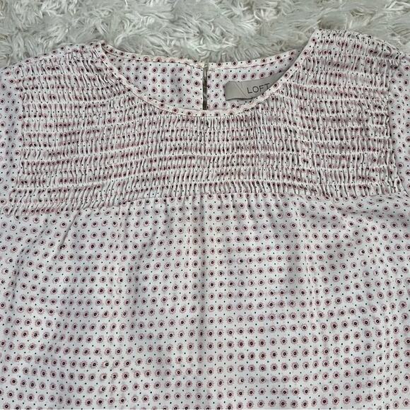 Loft Petites Smocked Floral Patterned Blouse Top Size XSP - Picture 2 of 12